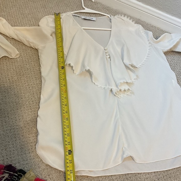 Yigal Azrouel 100% Silk Ruffle Lace White Blouse Size 6 - Picture 11 of 12